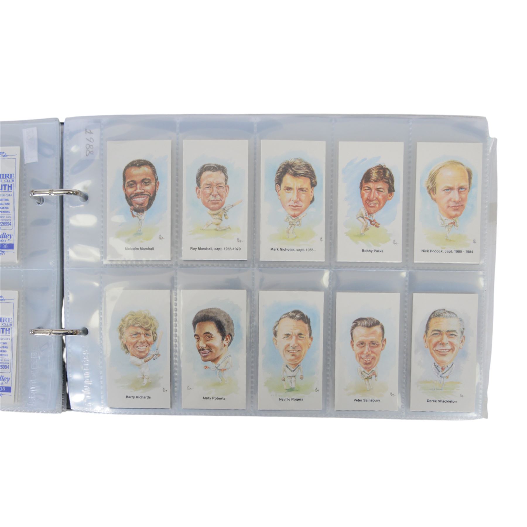 Collection of Edwardian and later Cricket related trading and cigarette cards, including complete set of fifty 1908 Will's Cigarettes Cards, fifteen 1922 The Boys Realm Famous Cricketers cards, part set of 1926 Players Cricketers Caricatures by RIP,  full set of sixteen 1958 Master Cricketing Series New Zealand, complete set of twenty five 1953 Mornflake Test Cricketers, etc, housed in three albums