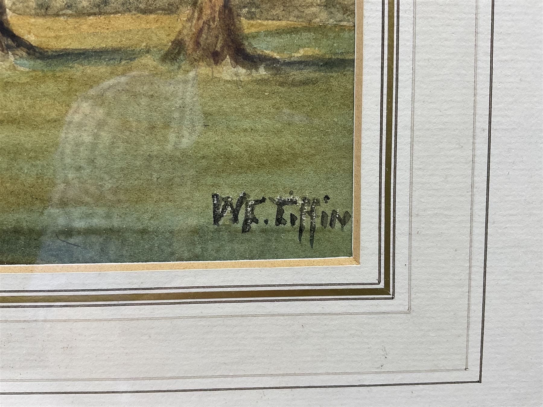 English School (20th century): Salisbury Cathedral, watercolour indistinctly signed 38cm x 46cm