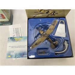 Corgi - four Aviation Archive mostly 1:72 scale models comprising ‘WWII Aircraft of the MTO’ AA36802, ‘Eight Air Force’ AA32208; in original boxes; 1:72 scale ‘WWII Legends’ AA35204 and 1:144 scale ‘Pioneers of Aviation’ AA30012, in plastic display cases (4)