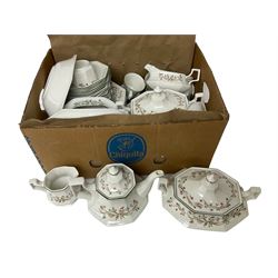 Quantity of Johnson Bros Eternal Beau pattern tea and dinnerware