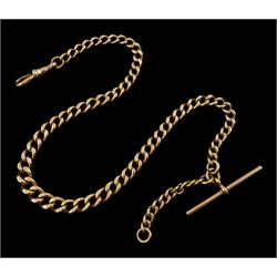 Early 20th century 9ct rose gold graduating Albert chain, each link stamped 9.375