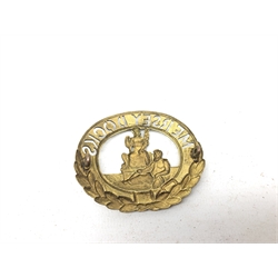  Mersey Docks & Harbour Board Railway cap badge with Minerva and Neptune in titled laurel leaf border, 6.5cm x 5cm   