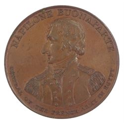 Napoleon Bonaparte commemorative bronze medallion, 'General of the French army in Egypt', 'Landed at Alexandria July 2 1798'