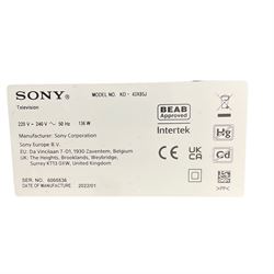 Sony 43'' KD43X 85 JU television, with remote
