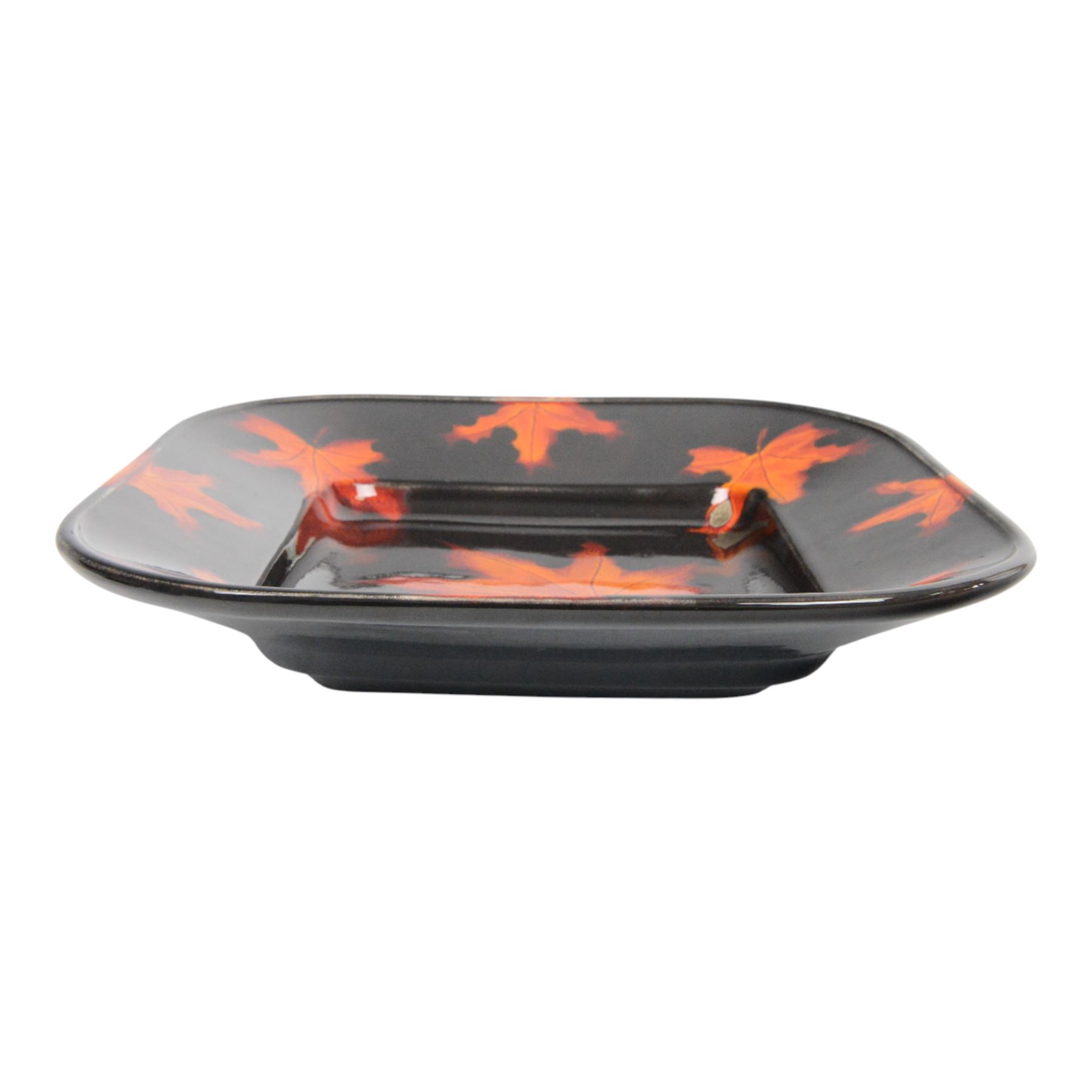 Poole Pottery charger, designed by Lorna Whitmarsh, decorated with autumn leaves, D35cm 