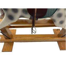 Haddon rocking horse, with tack, on pine trestle base