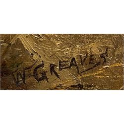 William Greaves (British 1852-1938): Farmer's Wife Feeding a Calf in Stable setting, oil on canvas signed 39cm x 59cm