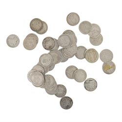 Approximately 216 grams of Great British pre-1920 silver one shilling coins