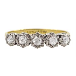 18ct gold five stone diamond ring, stamped