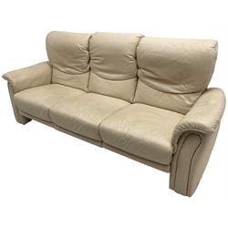 Himolla - three seat sofa upholstered in cream leather