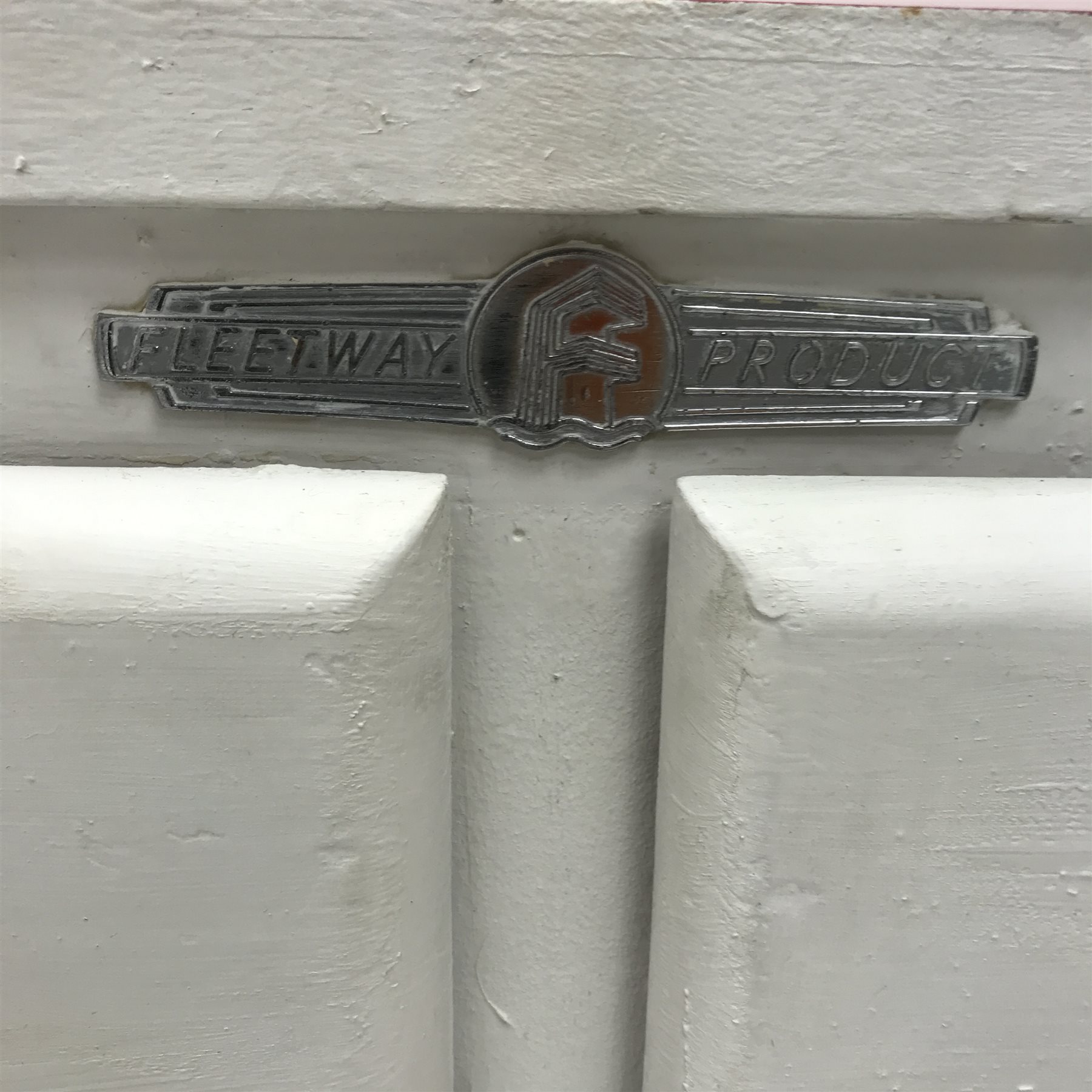 1950s/60s Fleetways painted kitchen cabinet, two drawers above two cupboards, W76cm, H89cm, D46cm