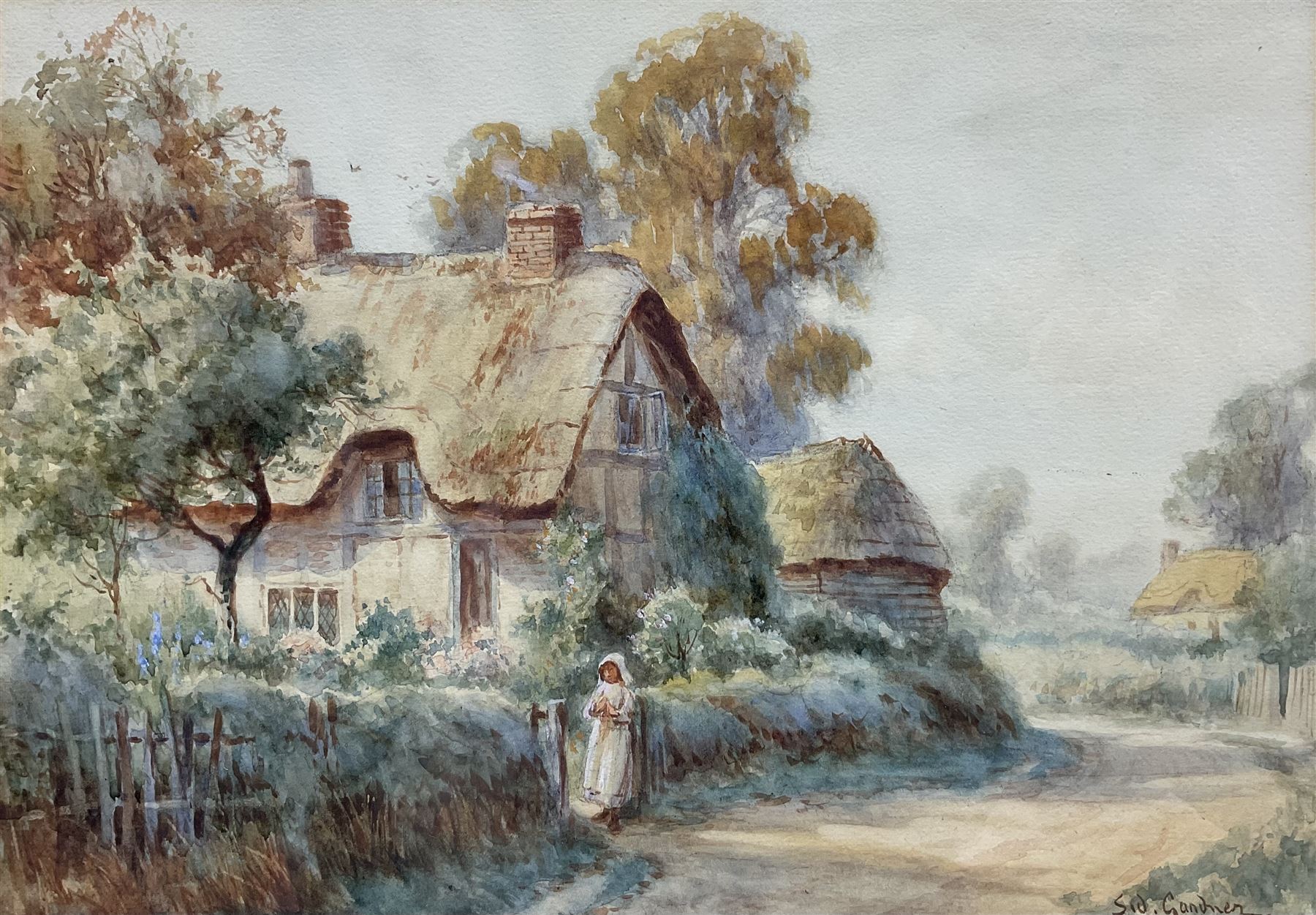 Sidney Valentine Gardner (Staithes Group 1869-1957): 'Magpie Cottage Welford on Avon', watercolour signed, titled verso 24cm x 34cm