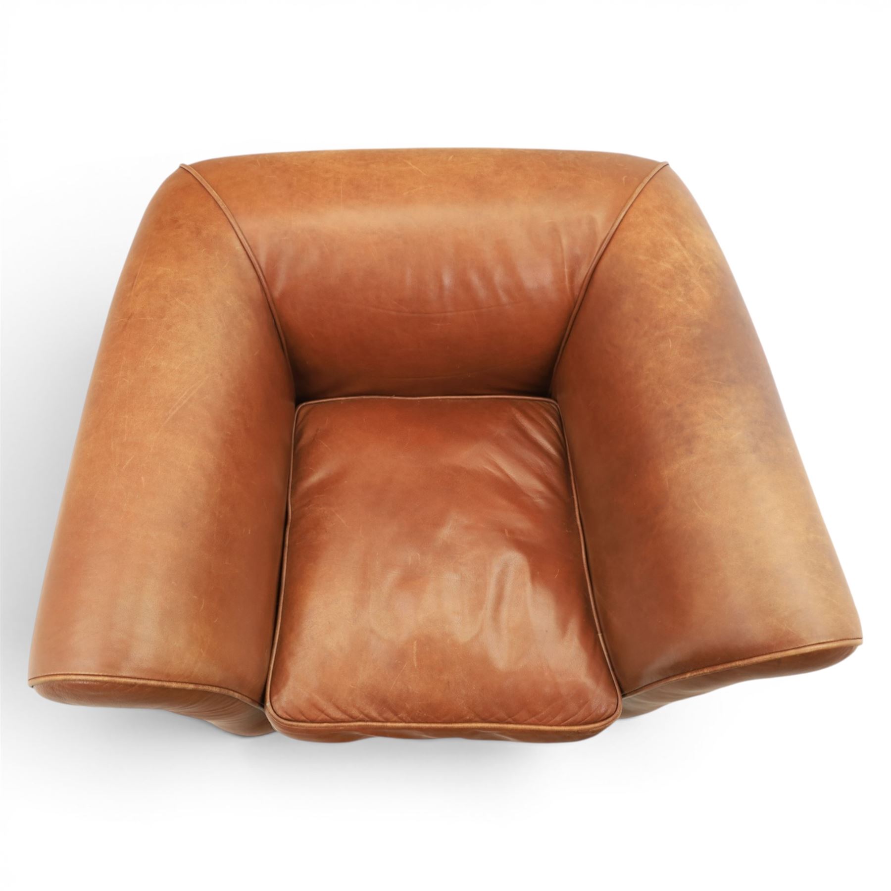 20th century tub armchair upholstered in tan leather
