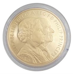Queen Elizabeth II 2007 'Diamond Wedding' 22ct gold proof five pound coin, cased with certificate
