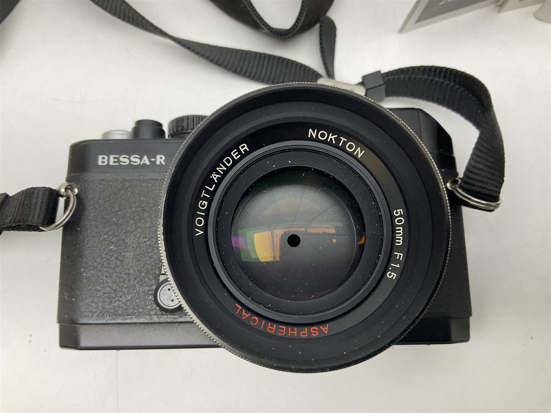 Voigtlander Bessa-R rangefinder camera body, serial no. 00118622, with 'Voigtlander Nokton F 1.5 50mm' lens, serial no. 9960078 and 'Voigtlander Ultron 35mm F 1.7' lens, serial no.9050024 