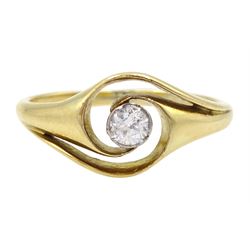 Early 20th century 9ct gold single stone old cut diamond ring, diamond approx 0.15 carat