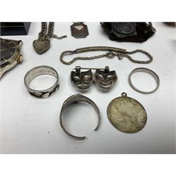 Four wristwatches including Seiko automatic, Sekonda, Timex and Ingersoll, silver Acme Lever pocket watch by H Samuel, 9ct gold keepers ring, silver and 9ct gold paste stone set cluster ring, silver and stone set silver jewellery and other vintage jewellery