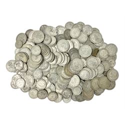 Approximately 1460 grams of pre 1947 Great British silver coins, including sixpences, shillings and two shillings 