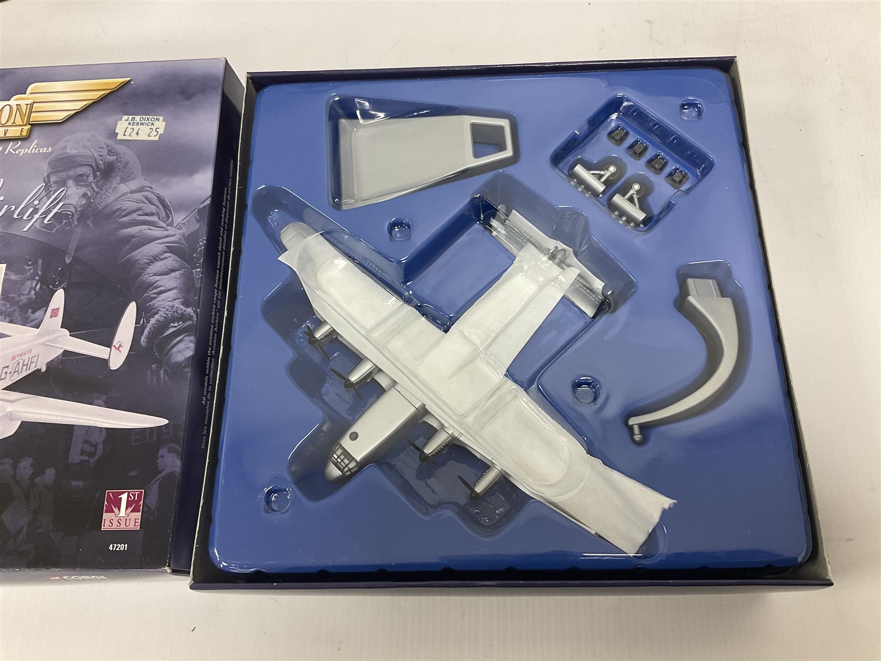 Corgi - Aviation Archive, eight models comprising three ‘Military’ and five ‘Berlin Airlift’ 1:144 scale models, to include limited editions AA31502 Bristol Britannia 312F ‘XX-367’ ‘Team Spirit’ A&AEE Boscombe Down no.686/2500; 48104 Boeing C-97A Stratofreighter Military Air Transport Services no.2815/4000; 47205 Avro York - RAF; 47403 Avro Lancastrian; all boxed (8)