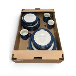 Collection of Denby Imperial Blue stoneware to include three mugs, five small plates, six ...