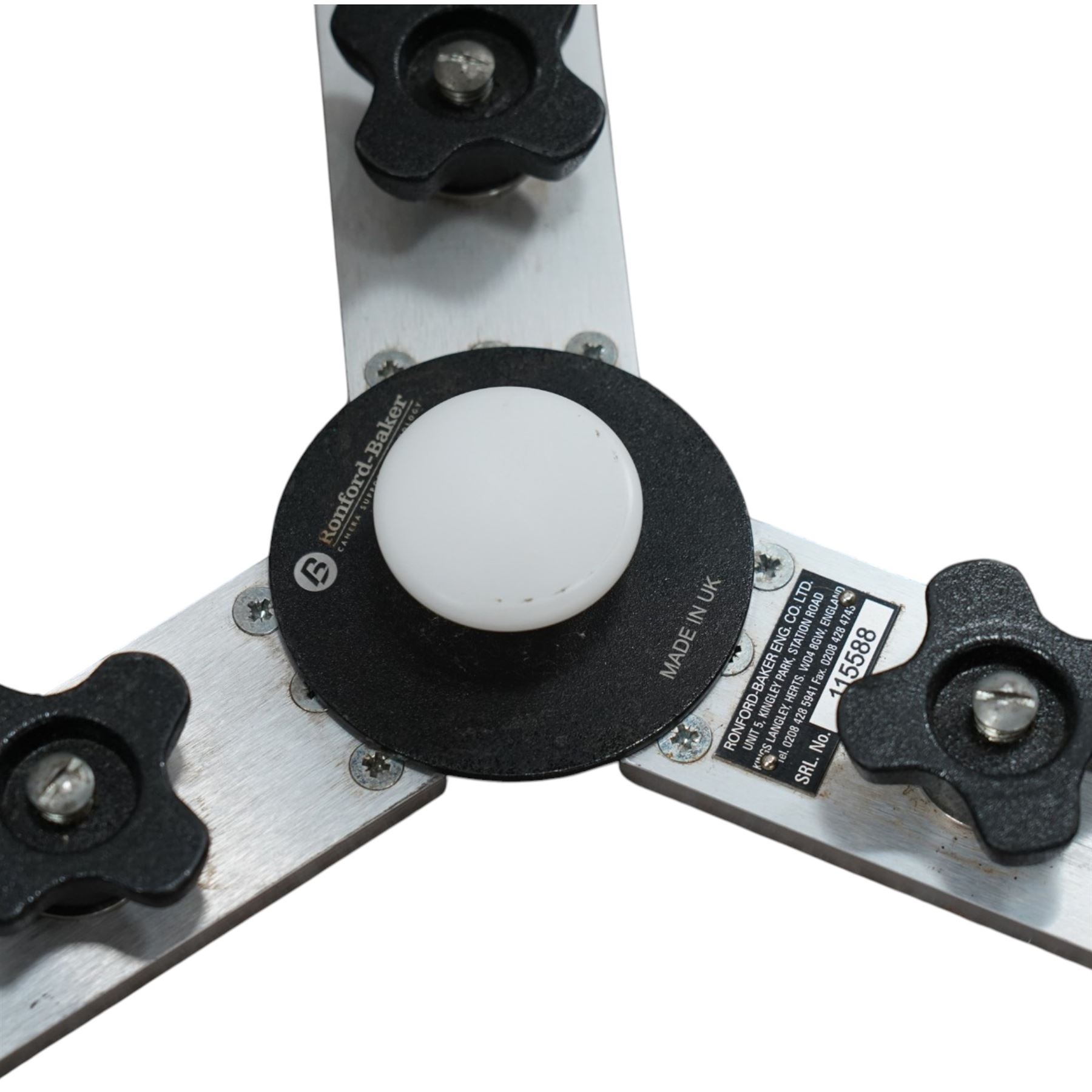 Ronford-Baker short sticks with ground spreader, serial no. 6013579, in hexagonal Ronford-Baker flight case