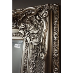  Large rectangular bevelled edge wall mirror in ornate swept silvered frame, 170cm x 200cm   