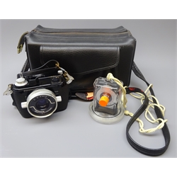  Nikonos underwater camera No.924471 black body, with W-Nikkor 1:2.5 f=35mm lens No.315838  and a Sekonic Auto-Lumi L-158 light meter in waterproof case with instructions, etc    