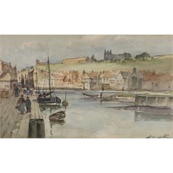Thomas Swift Hutton (British 1860-1935): 'Whitby', watercolour signed, titled on the mount 20cm x 35cm; Edward Nevil (British fl.1880-1900): 'Whitby - The Gaunt', watercolour signed and titled, 37cm x 27cm (2)