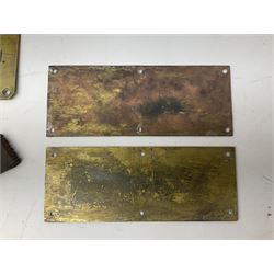 Two brass door plates, stamped 'The Queen' A.S.' and 'His Majesty Edward VII Buckingham Palace', together with a copper example detailed 'His Royal Highness The Prince of Wales No. 6.', and a pair of stamps detailed 'Queen' and 'Victoria', with paper envelope inscribed 'Messrs Higgs & Hill Ltd., General Contractors, Marlborough House, St. James's, London, S.W.1.'

Provenance by vendor repute: Sourced from Marlborough House during refitting by the current vendors father who worked for Higgs & Hill as contract manager between 1965 and 1966.
