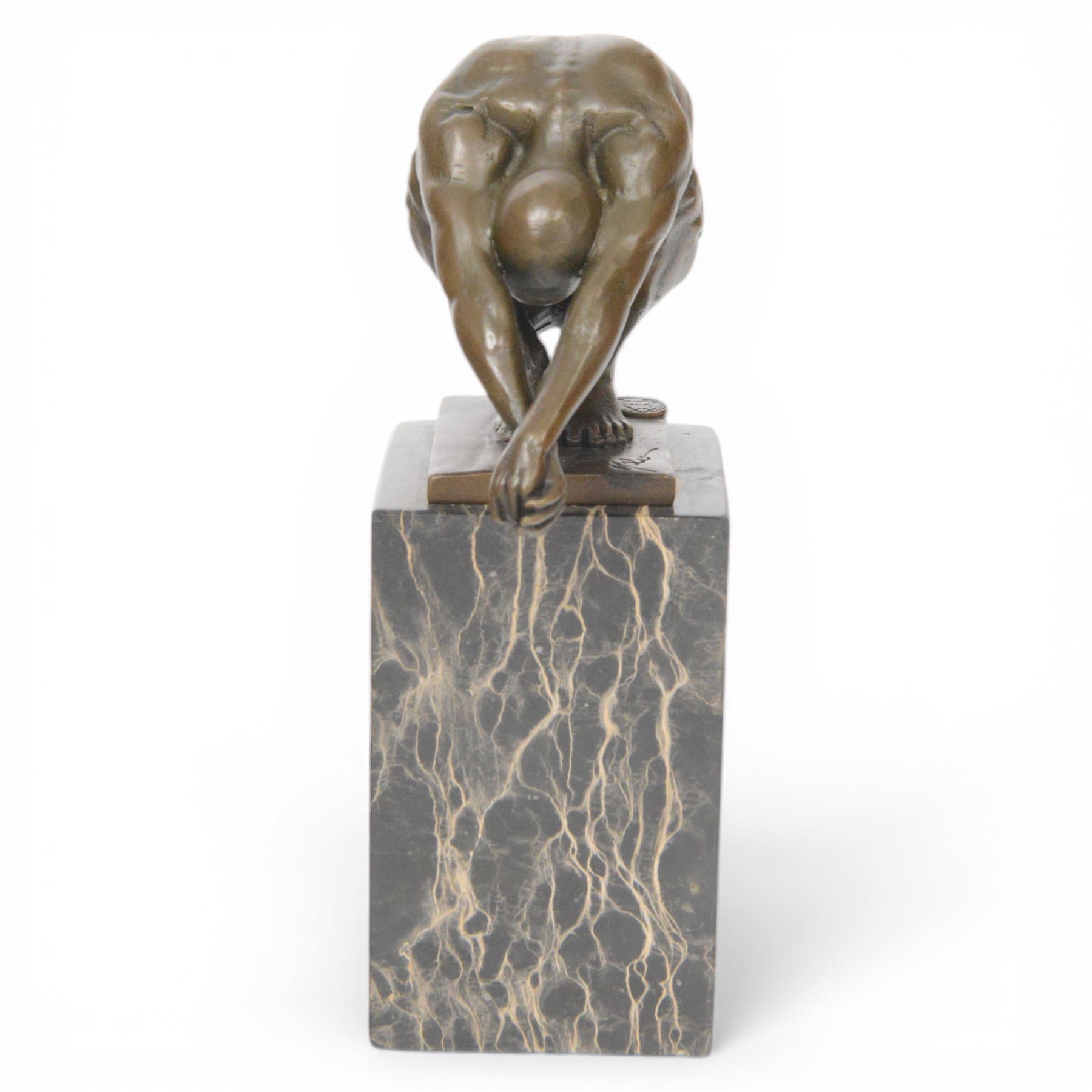 The Diver, bronze figure, signed Milo, upon a marble base, H24cm