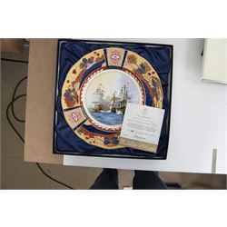 Royal Worcester seven Nelson collection plates, limited edition, comprising two Battle of Cape St Vincent, two Battle of Trafalgar, two Battle of Copenhagen and Battle of the Nile, all with certificates and original boxes 