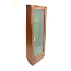 Mahogany gun cabinet for nine guns, with glazed door above a drawer