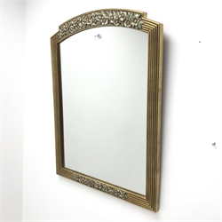 Arched top gilt framed bevel edge mirror, W56cm, H75cm