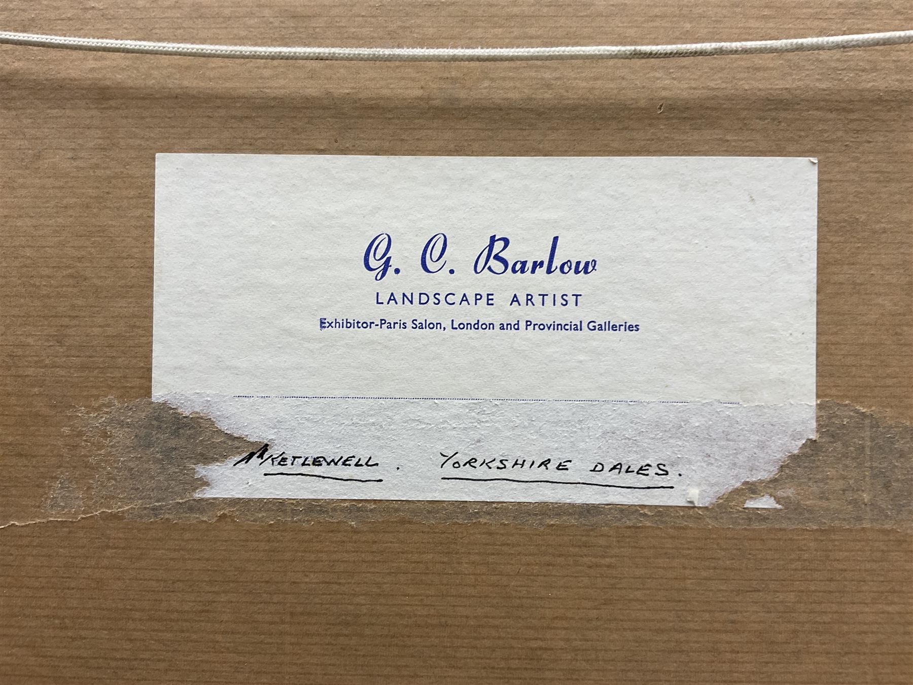 Gordon Clifford Barlow (British 1913-2005): 'Kettlewell - Yorkshire Dales', oil on board signed, titled on artist's studio label verso 37cm x 50cm 
Notes: Barlow was the protégé of Herbert Royle (1870-1958)