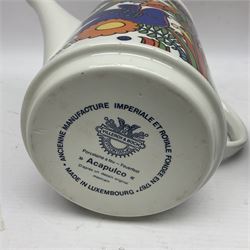 Villeroy & Boch Acapulco pattern coffee set for six, comprising coffee pot, milk jug, sugar bowl, seven coffee cups and six saucers, all with printed mark beneath
