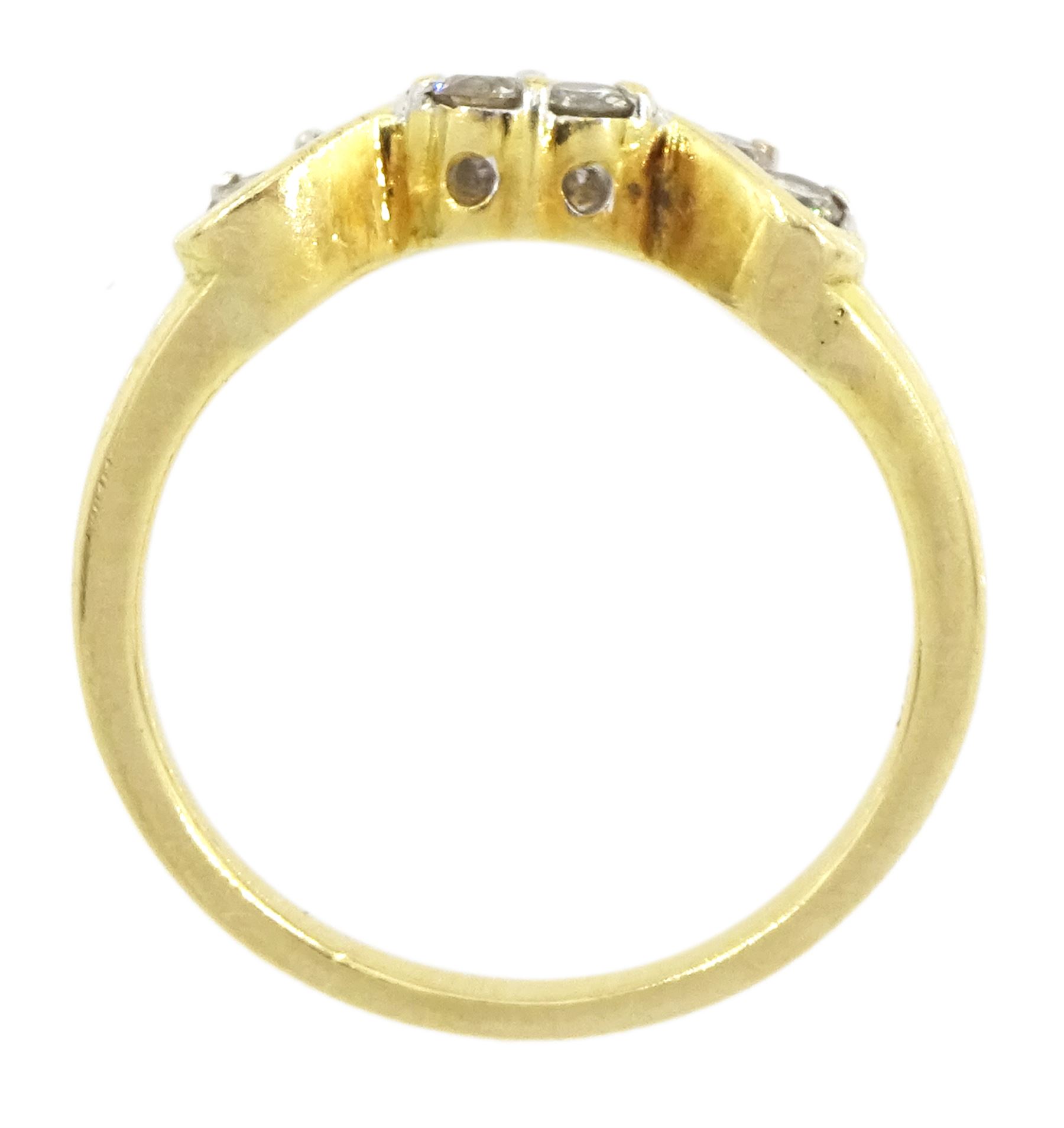 Gold nine stone round brilliant cut, fancy light brown diamond ring, total diamond weight approx 0.35 carat