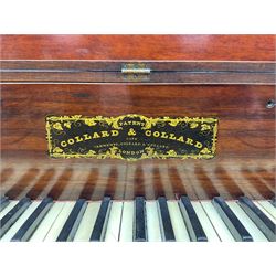 Collard & Collard - early 19th century mahogany square piano, hinged and retractable keyboard cover and lid, turned legs on brass castors