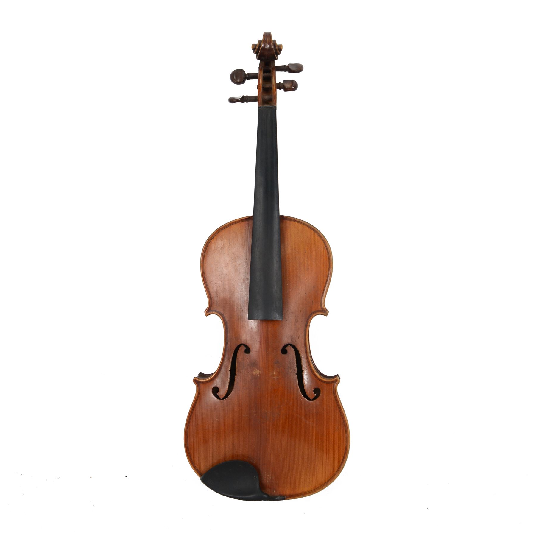 Late 19th century full size German violin with a  Wolff Brothers label, scroll with ebony pegs, finger board and tail piece, in a hard case with bow. Length 60cm

This item has been registered for sale under Section 10 of the APHA Ivory Act