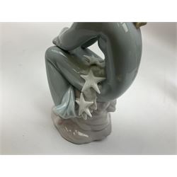 Lladro Star Bright Girl set, comprising Wishing on a Star no 1475, Starlight Starbright no 1476 and Stargazing  no 1477, all in original boxes, largest example H19cm