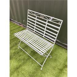 Green painted folding garden seat - THIS LOT IS TO BE COLLECTED BY APPOINTMENT FROM DUGGLEBY STORAGE, GREAT HILL, EASTFIELD, SCARBOROUGH, YO11 3TX