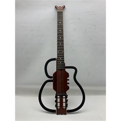Aria Sinsonido mahogany electric travel guitar, serial no.0502385 L86cm; in original gig bag with earphones and GM11 Minituner; together with Fender Sidekick Reverb 25 amplifier and Marshall MG Series 15DFX amplifier (3)
