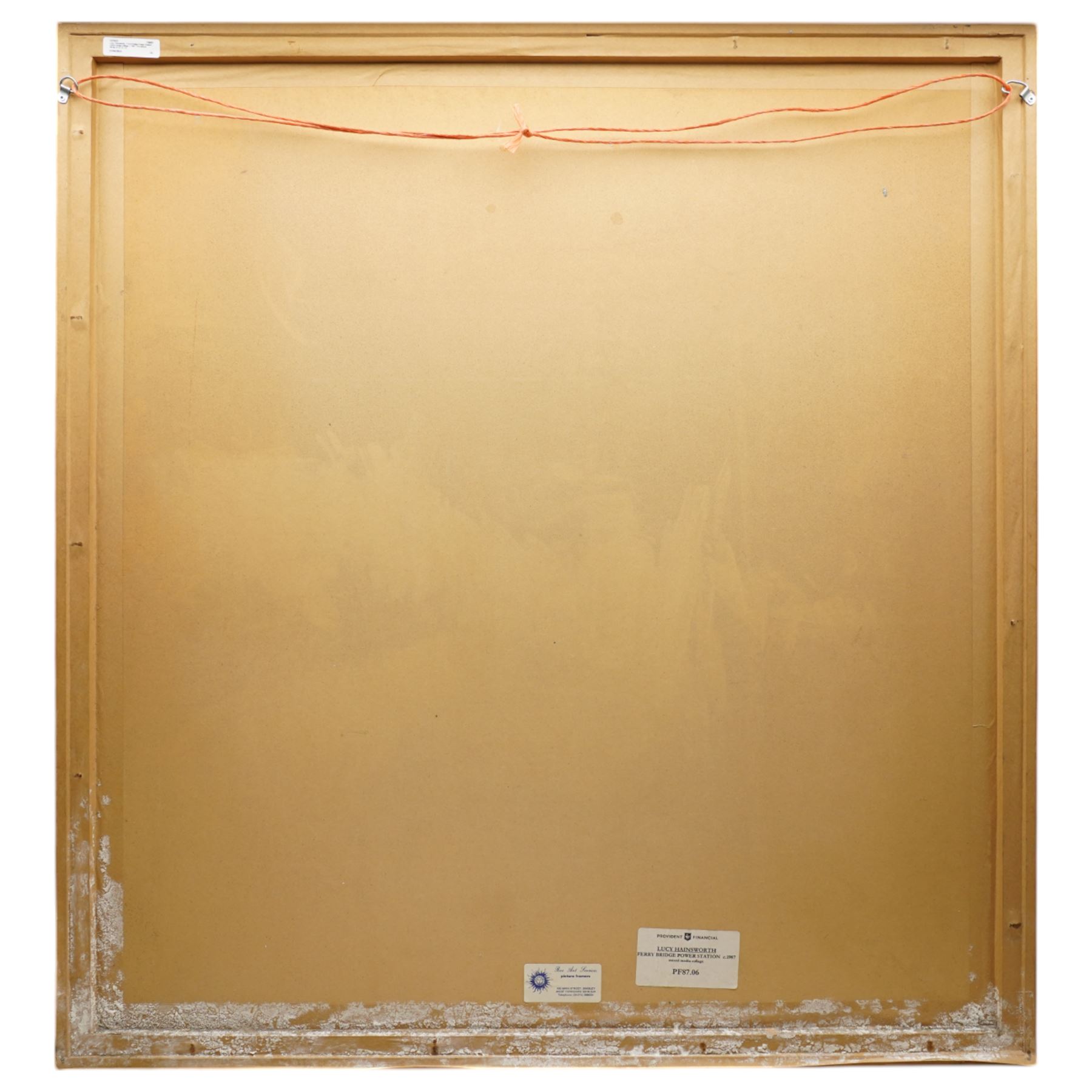 Lucy Mary Hainsworth (South African/Northern British 1935-): 'Ferry Bridge Power Station', mixed media collage attributed and titled on label verso 93cm x 88cm