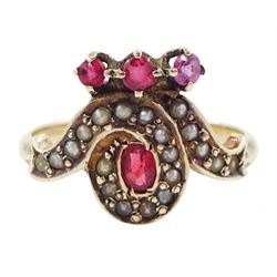 Victorian 9ct rose gold red paste and se