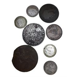 Mostly Great British coins, including pre 1902 silver threepence pieces, Queen Victoria 1887 sixpence, 1887 shilling etc, various pre 1947 silver coins from threepence to half crown, pre-decimal pennies and other denominations etc, housed in two ring binder folders