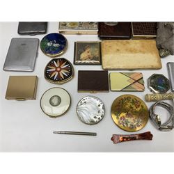 Vintage compact mirrors, including Stratton examples, together with cigarette cases, EPNS hand mirror, Cavalier Blanc De Blancs Brut white wine, 75cl, 10.5% vol and a collection of other collectables