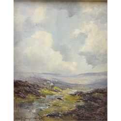  Moorland Sheep, pair of oils on board signed by Lewis Creighton (British 1918-1996) 40cm x 50cm (2)  