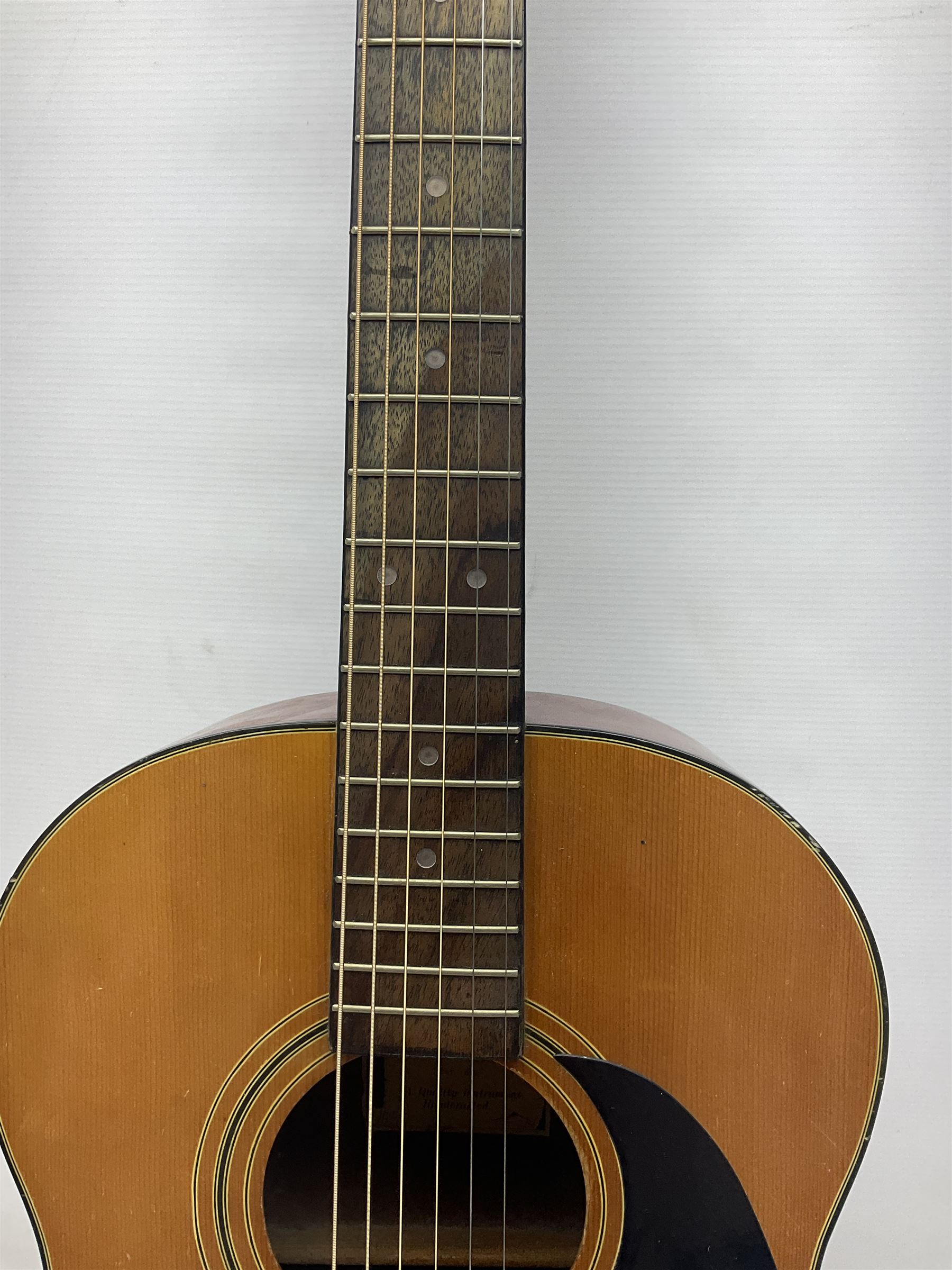 Harmony Model H6360 acoustic guitar in mahogany with spruce top, L103cm overall; and 1970s B&M (Barnes & Mullins) Concert Grande acoustic guitar, L101.5cm overall; each in hard carrying case (2)