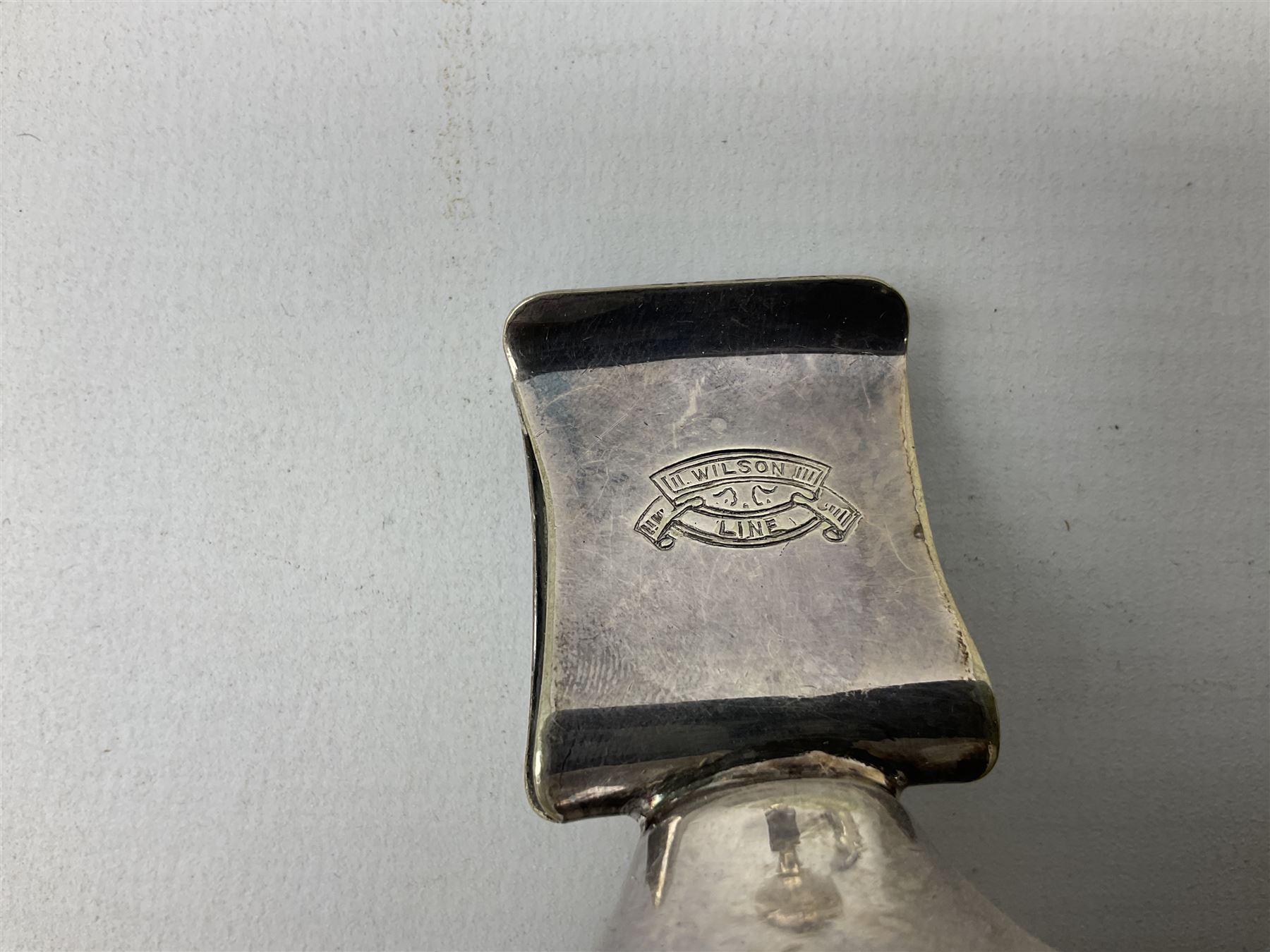 Wilson Line of Hull - five graduated ceramic jugs by Weatherby, Adams and Crown Ducal, largest H22cm, sets of six port and liqueur glasses, four silver plated menu holders and glass ashtray (22)  