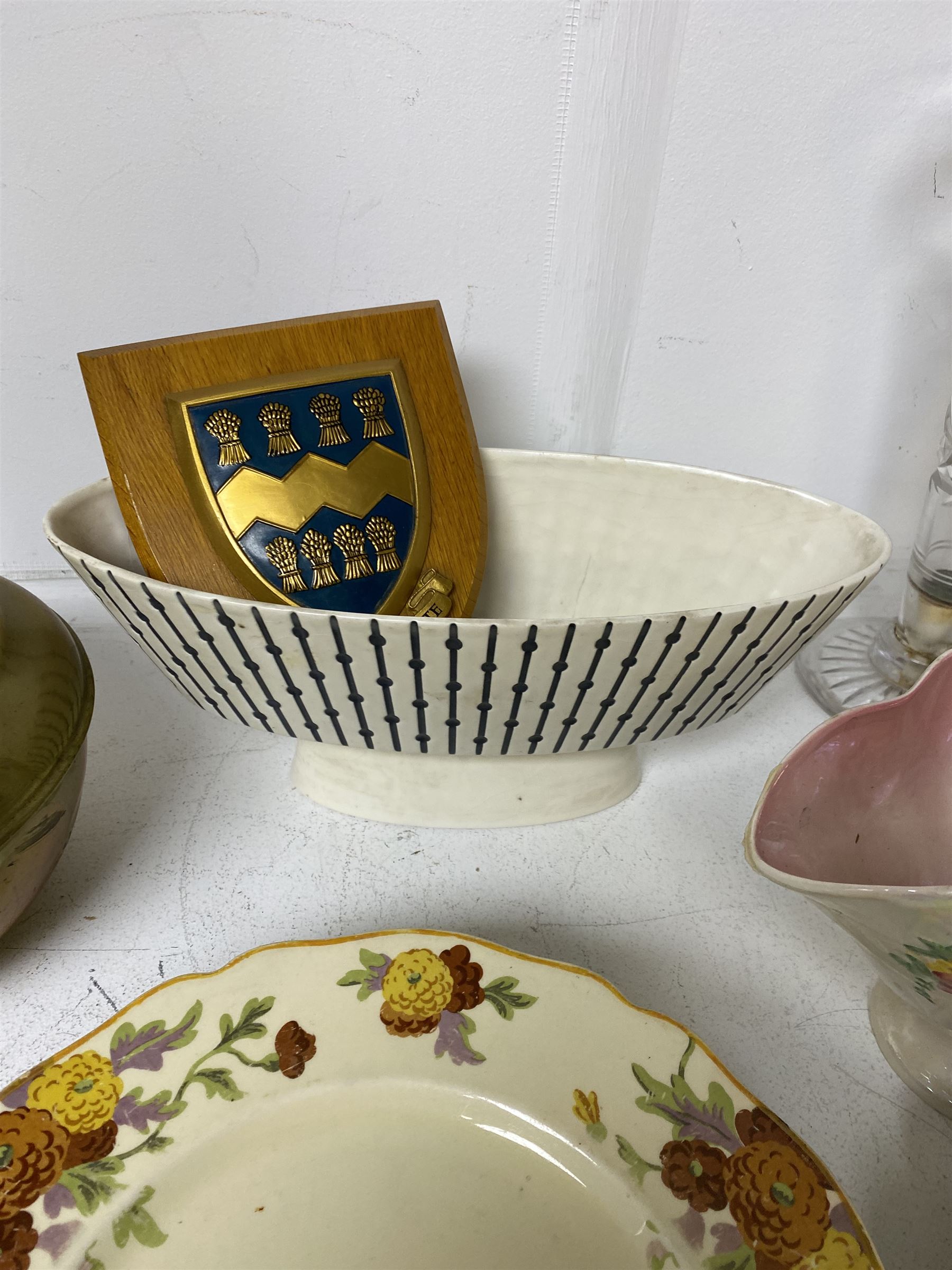 Hornsea Studio Craft planter, freestanding brass ashtray and a collection of other ceramics and collectables