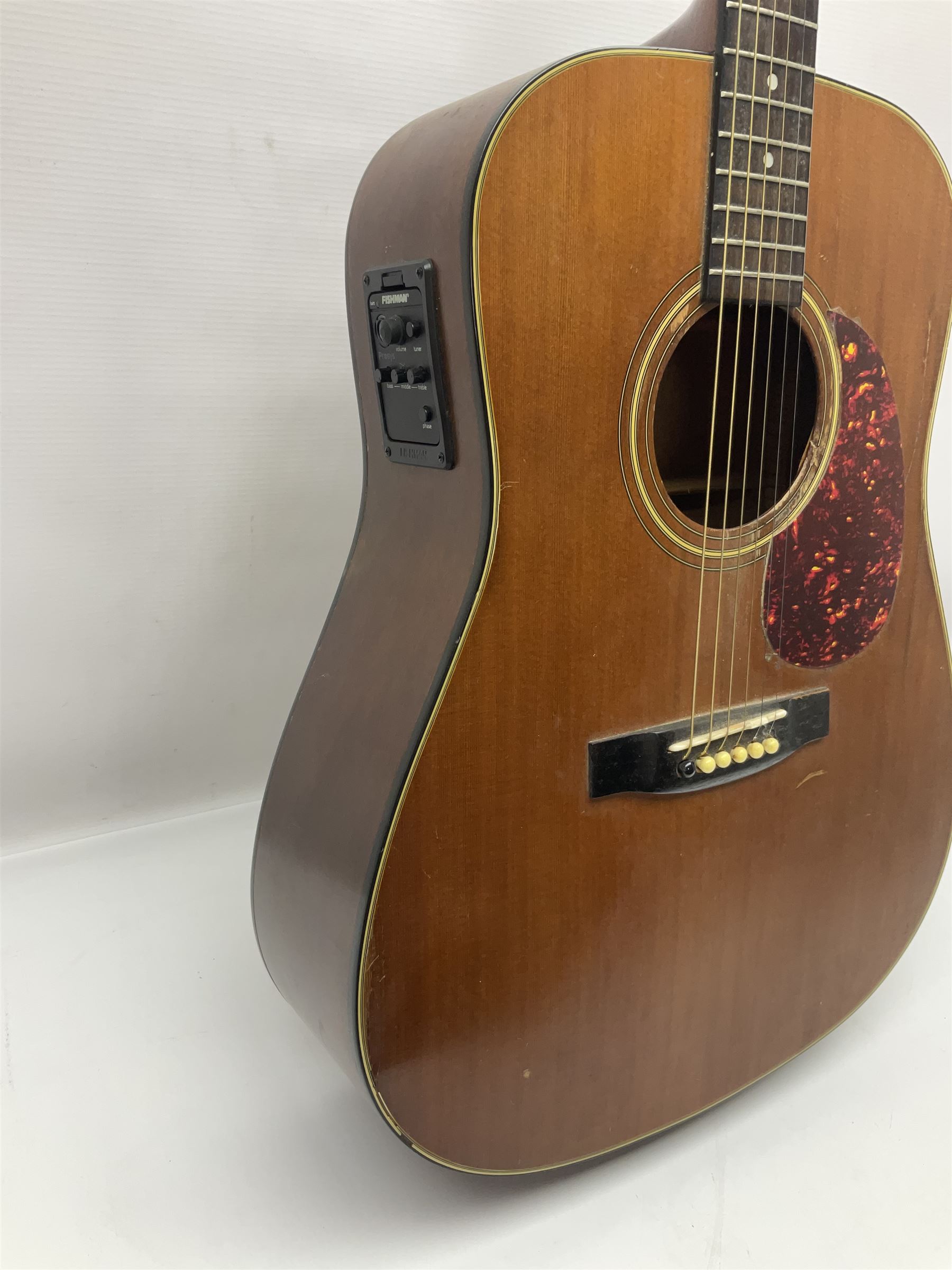 Tanglewood semi-acoustic guitar with Fishman preamp, mahogany back and solid cedar top L103cm; and a Rockbag electric guitar soft carrying case (2)
